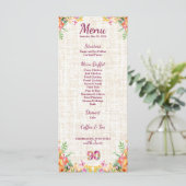 90 Years Flowers Floral 90th Birthday Linen Menu (Staand voorkant)