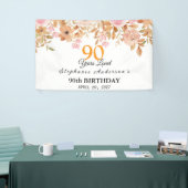 90 Years Loved Peach Floral 90th Spandoek (Beurs)