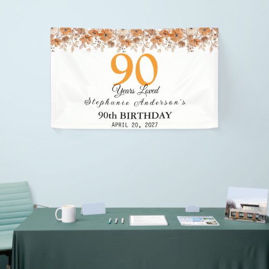 90 Years Loved Peach Floral 90th Spandoek (Beurs)
