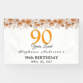 90 Years Loved Peach Floral 90th Spandoek (Horizontaal)