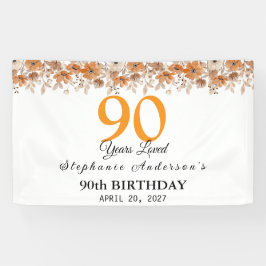 90 Years Loved Peach Floral 90th Spandoek