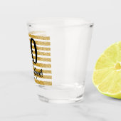 90 Ziet er goed uit, Gold Faux Glitter Stripe Cust Shot Glas (Rechts)
