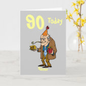 90e 90 vandaag verjaardag cartoon gepersonaliseerd kaart (Gele Bloem)