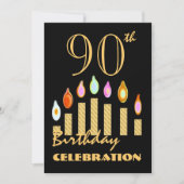 90e - 99e verjaardag Uitnodiginggouden kaarsen Kaart (Voorkant)