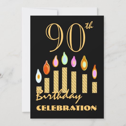 90e - 99e verjaardag Uitnodiginggouden kaarsen Kaart (Voorkant)
