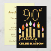 90e - 99e verjaardag Uitnodiginggouden kaarsen Kaart (Voorkant / Achterkant)