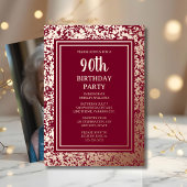 90e aangepaste verjaardagsfeest textured Elegant Folie Uitnodiging