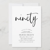90e B & W Verjaardagsfeest Moderne Script Typograf Kaart (Voorkant)