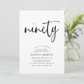 90e B & W Verjaardagsfeest Moderne Script Typograf Kaart (Staand voorkant)