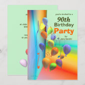 90e ballonmuur van het Birthday-feest Kaart (Voorkant / Achterkant)