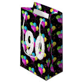 90e Birthday-ballonnen en Confetti Small Gift Bag Klein Cadeauzakje (Voorkant Gekanteld)