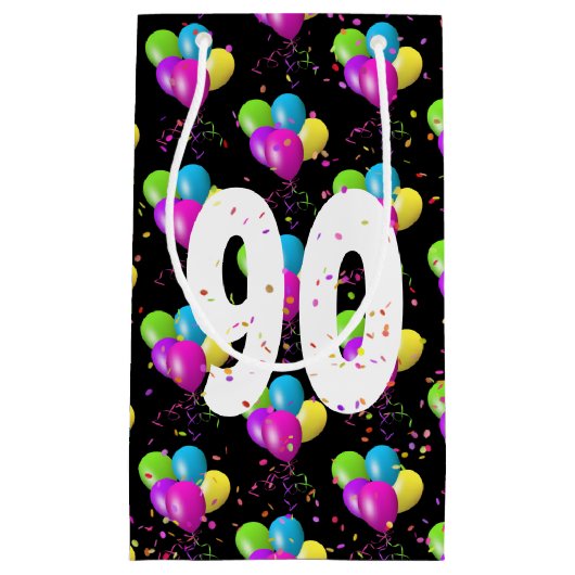 90e Birthday-ballonnen en Confetti Small Gift Bag Klein Cadeauzakje (Voorkant)