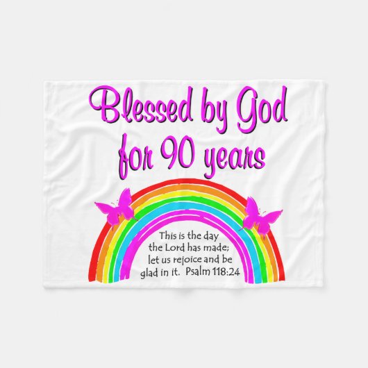 90E BIRTHDAY BLESSING FLEECE DEKEN (Voorkant (Horizontaal))