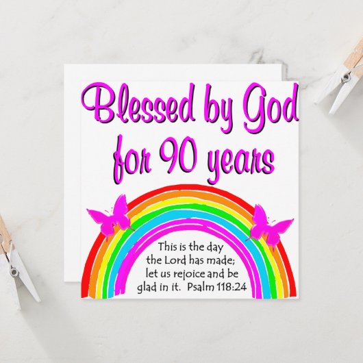 90E BIRTHDAY BLESSING KAART (Voorkant / Achterkant in situ)