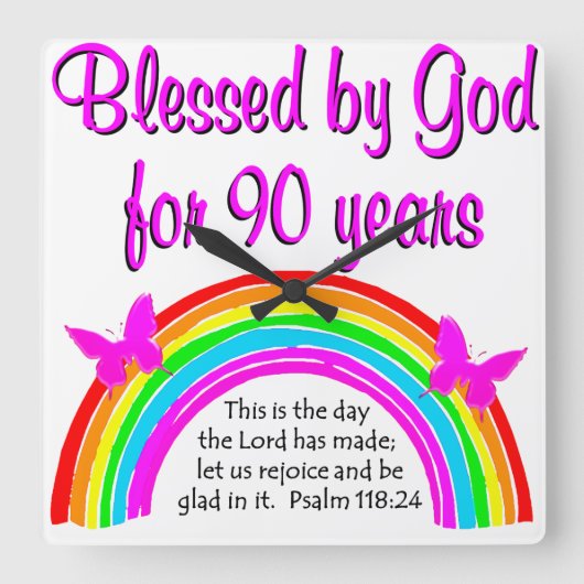 90E BIRTHDAY BLESSING VIERKANTE KLOK (Voorkant)