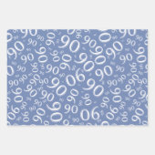 90e Birthday Blue & White Random Number Pattern Inpakpapier Vel (Voorkant)