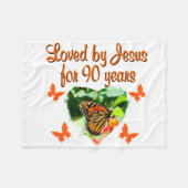 90E BIRTHDAY-BUTTERFLY FLEECE DEKEN (Voorkant (Horizontaal))