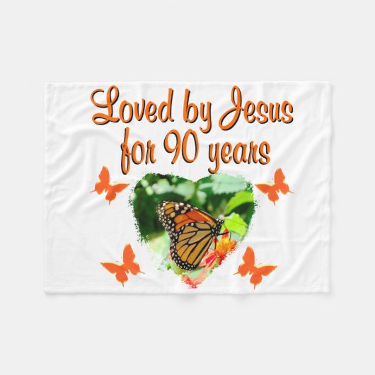 90E BIRTHDAY-BUTTERFLY FLEECE DEKEN (Voorkant (Horizontaal))