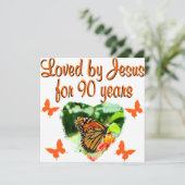 90E BIRTHDAY-BUTTERFLY KAART (Staand voorkant)