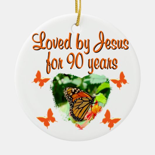 90E BIRTHDAY-BUTTERFLY KERAMISCH ORNAMENT (Voorkant)