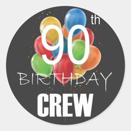 90e Birthday Crew 90 Party Crew Group Ronde Sticker (Voorkant)