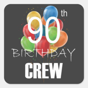 90e Birthday Crew 90 Party Crew Group Vierkante Sticker
