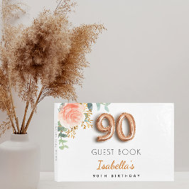 90e Birthday floral roos Gold eucalyptus name Gastenboek