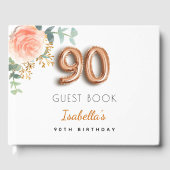 90e Birthday floral roos Gold eucalyptus name Gastenboek (Voorkant)