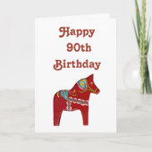 90e Birthday Kaart met Dala Horse (Voorkant)