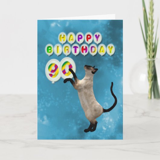 90e Birthday-kaart met siamese katten Kaart (Voorkant)