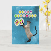 90e Birthday-kaart met siamese katten Kaart (Gele Bloem)