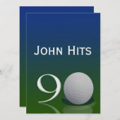 90e Birthday Party Golf-uitnodiging sjabloon Kaart (Voorkant / Achterkant)