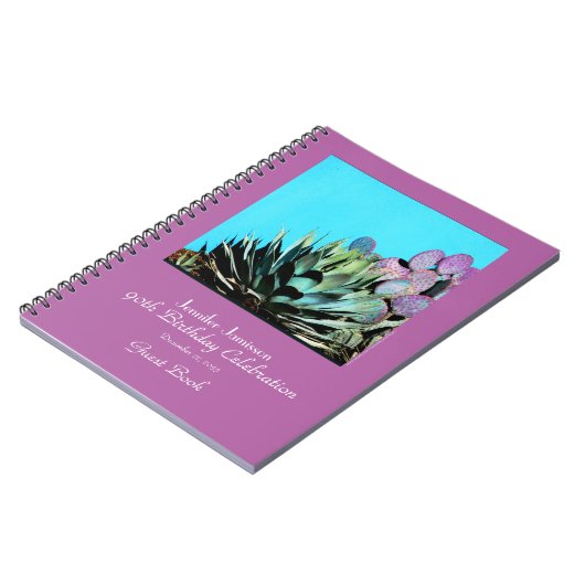 90e Birthday Party Guest Book, Agave and Cactus Notitieboek (Linkerzijde)