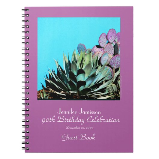 90e Birthday Party Guest Book, Agave and Cactus Notitieboek (Voorkant)
