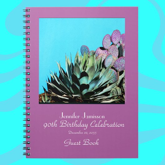 90e Birthday Party Guest Book, Agave and Cactus Notitieboek