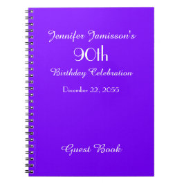 90e Birthday Party Guest Book Paars minimalist Notitieboek
