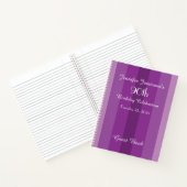 90e Birthday Party Guest Book Paars Stripe Notitieboek (Binnen)