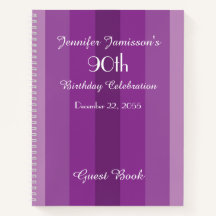 90e Birthday Party Guest Book Paars Stripe