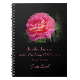 90e Birthday Party Guest Book, Pink Rose Notitieboek