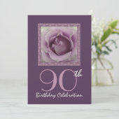 90e Birthday Party Invitation DREAMY PAARS Roos Kaart (Staand voorkant)