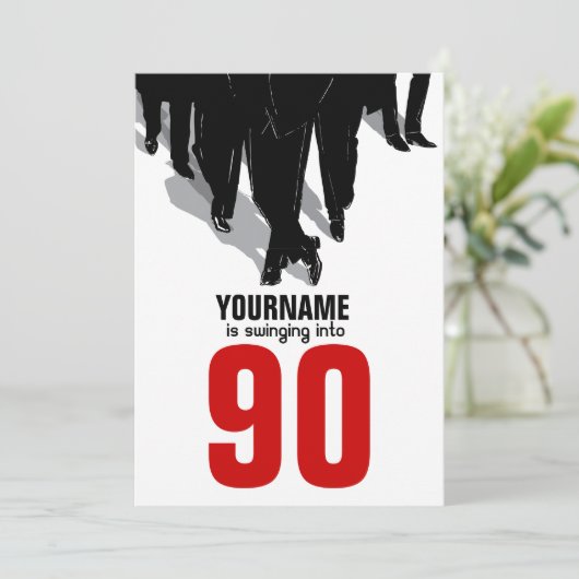90e 'Birthday Party Swingers Rat Pack' Kaart (Staand voorkant)