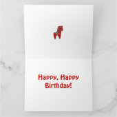 90e Birthday Red Dala Horse Kaart (Binnen)