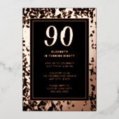 90e Black Rose Goud Foto op Achterkant Aangepaste  Folie Uitnodiging (Voorkant)