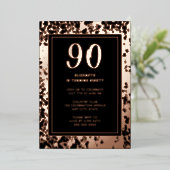 90e Black Rose Goud Foto op Achterkant Aangepaste  Folie Uitnodiging (Staand Voorkant)