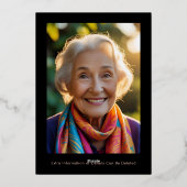 90e Black Rose Goud Foto op Achterkant Aangepaste  Folie Uitnodiging (Achterkant)