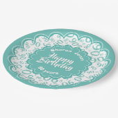 90e Blauwgroen/wit willekeurig getallenpatroon Papieren Bordje (Gekanteld)