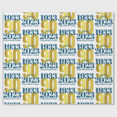90e bruine goudverlooppapier (Birthday Blue Gold) Cadeaupapier (Vlak)