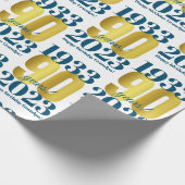 90e bruine goudverlooppapier (Birthday Blue Gold) Cadeaupapier (Hoek)