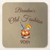 90e Cocktail Mannelijke Oude Mode Verjaardag Kartonnen Onderzetters (Voorkant)