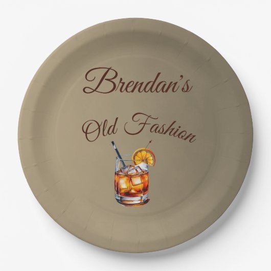90e Cocktail Mannelijke Oude Mode Verjaardag Papieren Bordje (Voorkant)